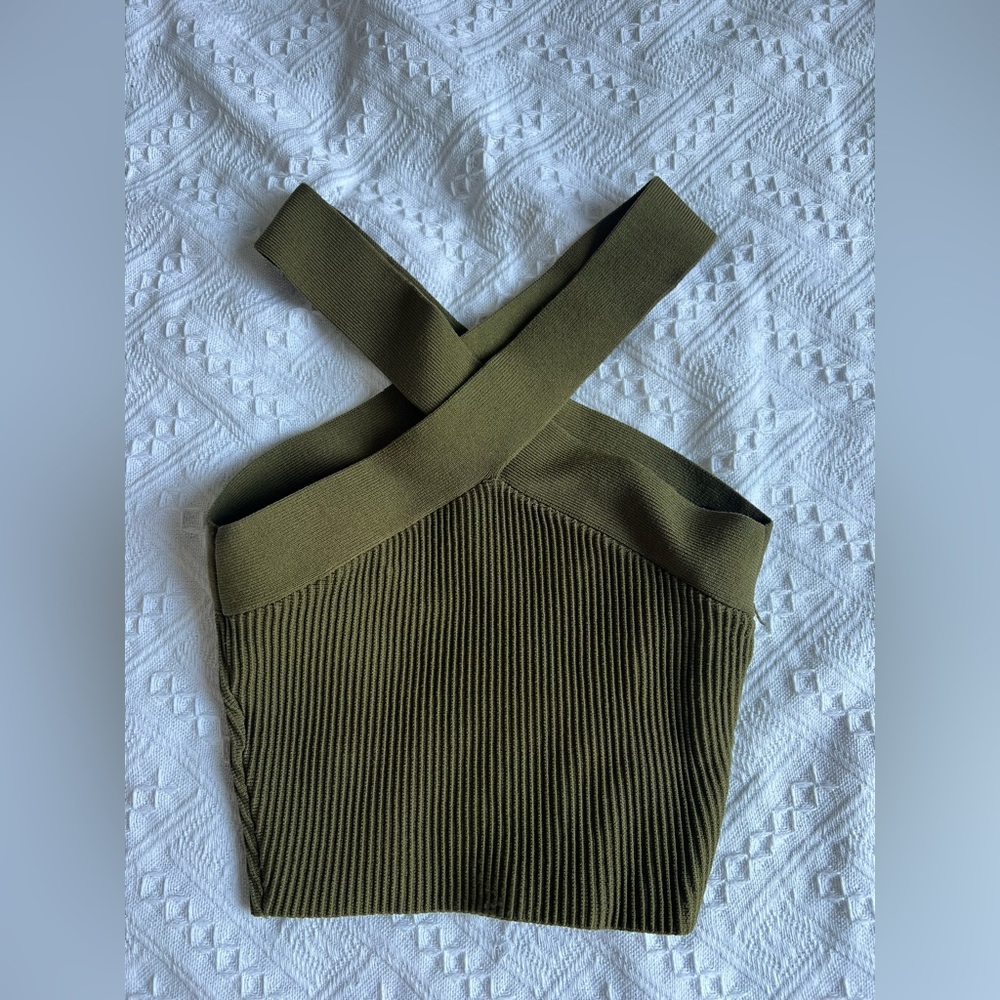 Aritzia Cross Knit Babaton Top Olive